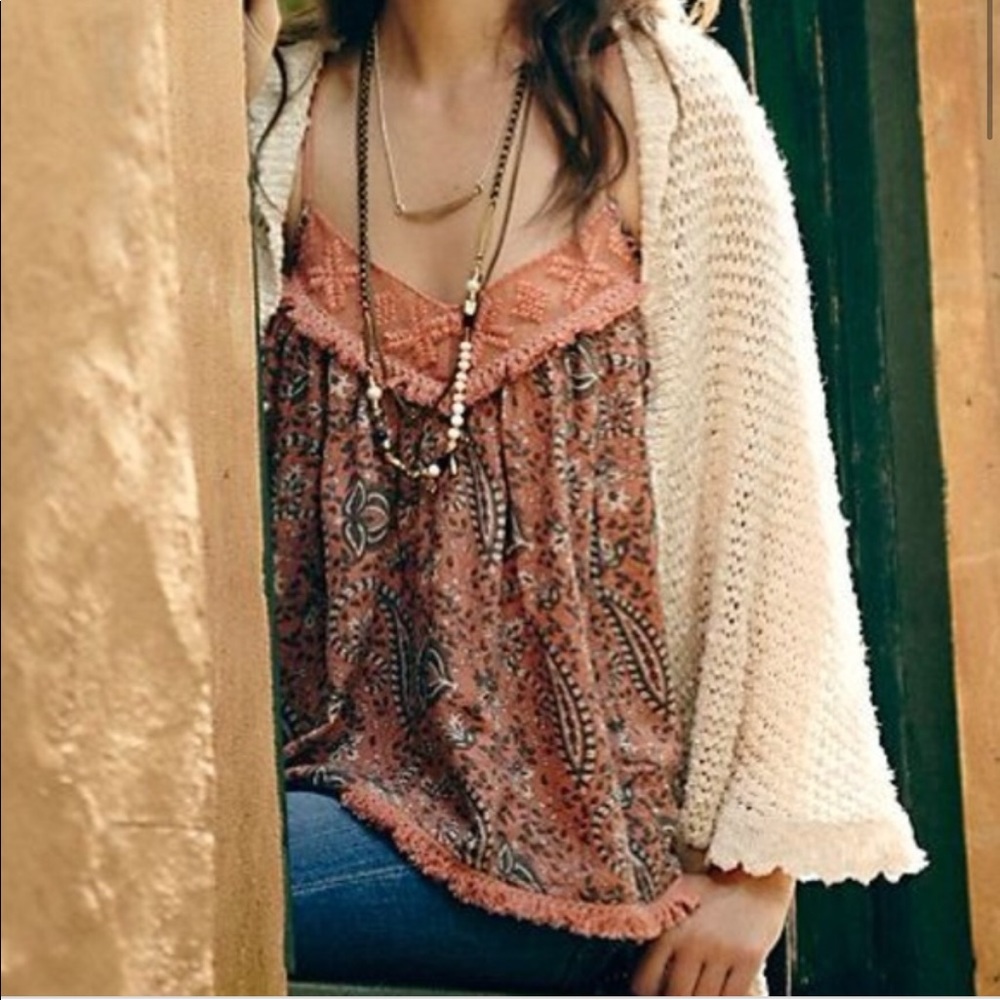 Anthropologie Lilka Fringe Swing Tank